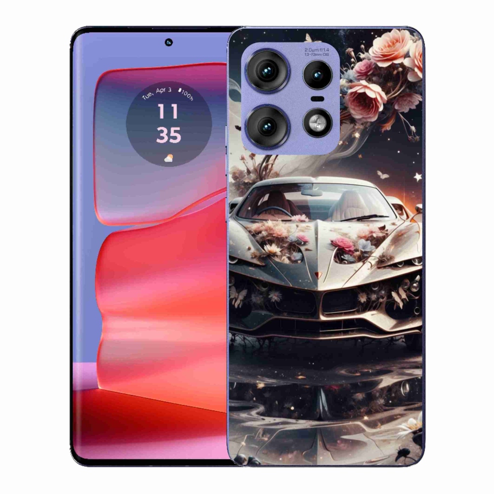 Gelový kryt mmCase na Motorola Edge 50 Pro - květinový sportovní vůz