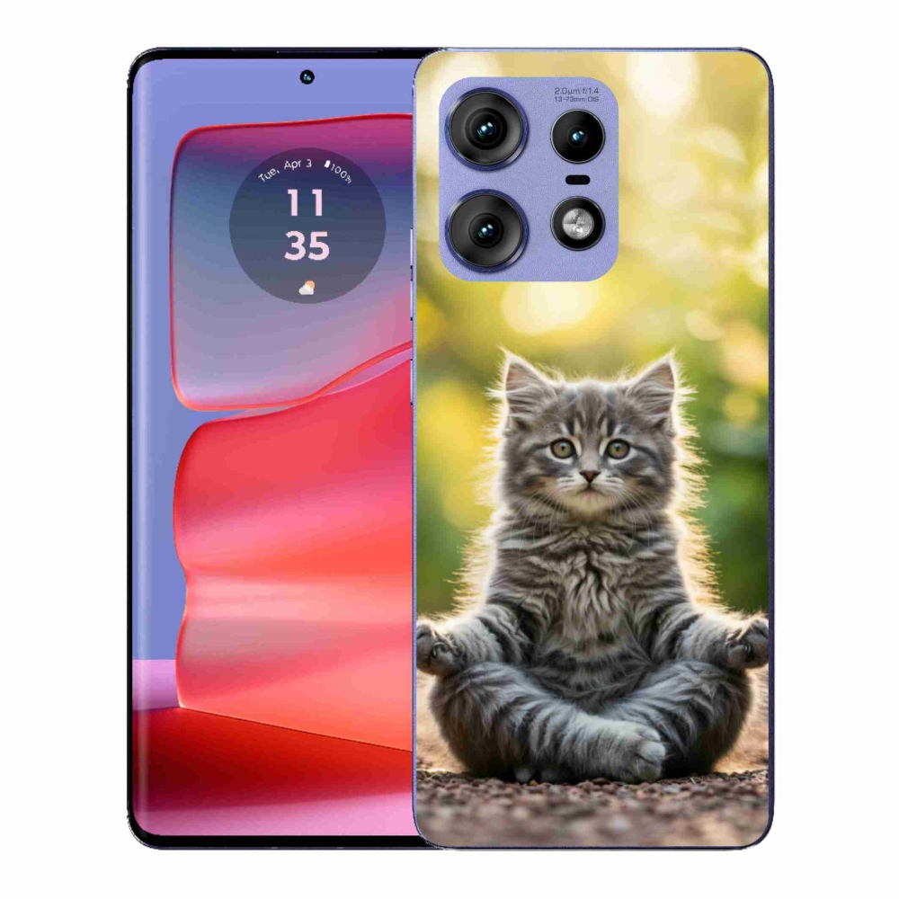 Gelový kryt mmCase na Motorola Edge 50 Pro - meditující kotě