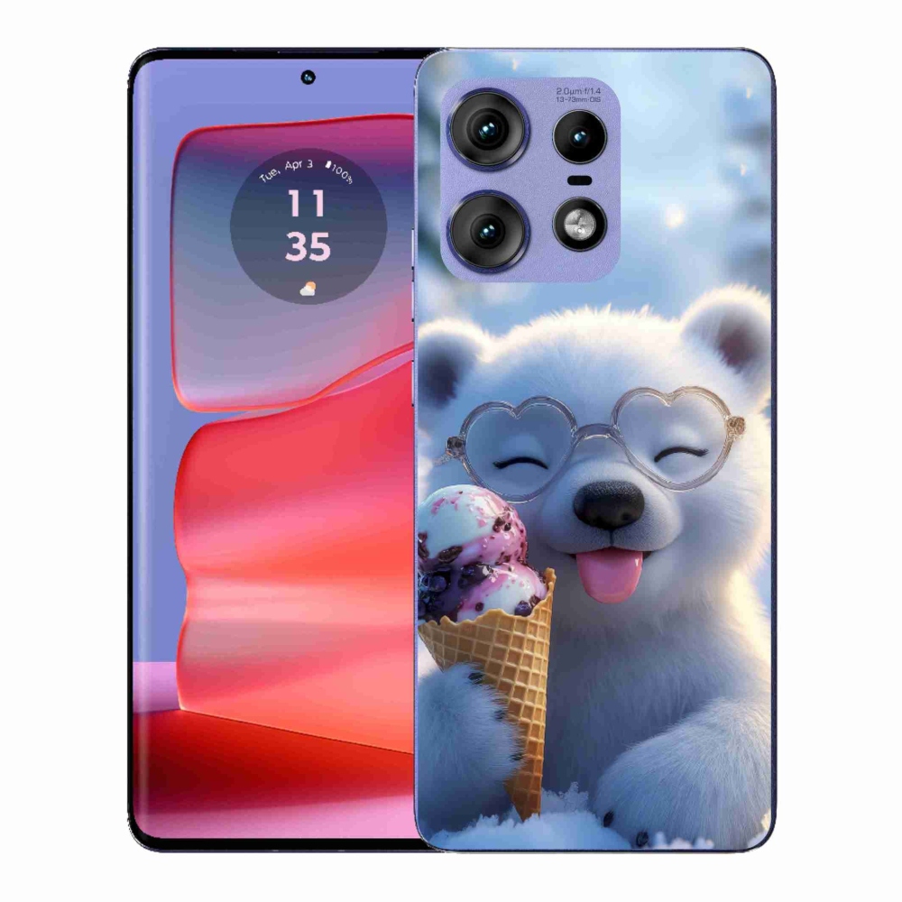 Gelový kryt mmCase na Motorola Edge 50 Pro - medvídek se zmrzlinou