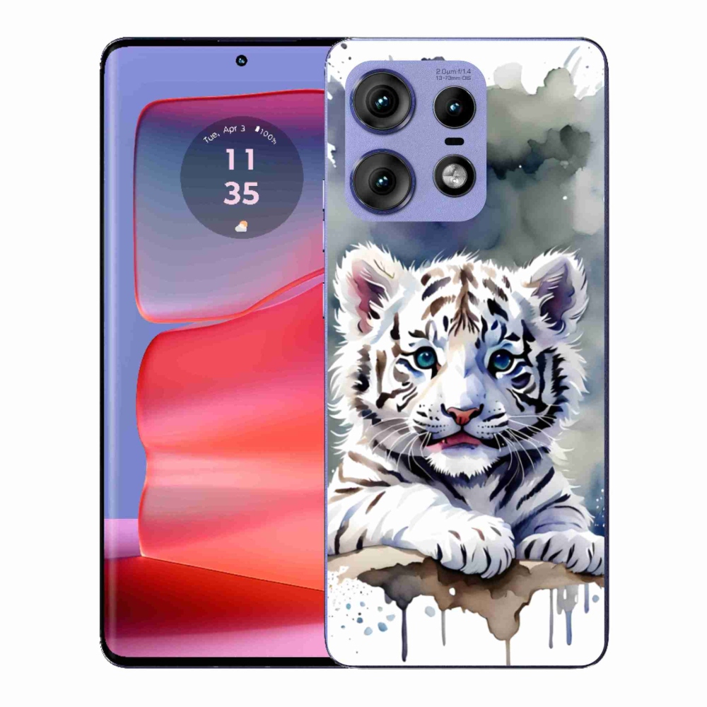 Gelový kryt mmCase na Motorola Edge 50 Pro - mládě bílého tygra