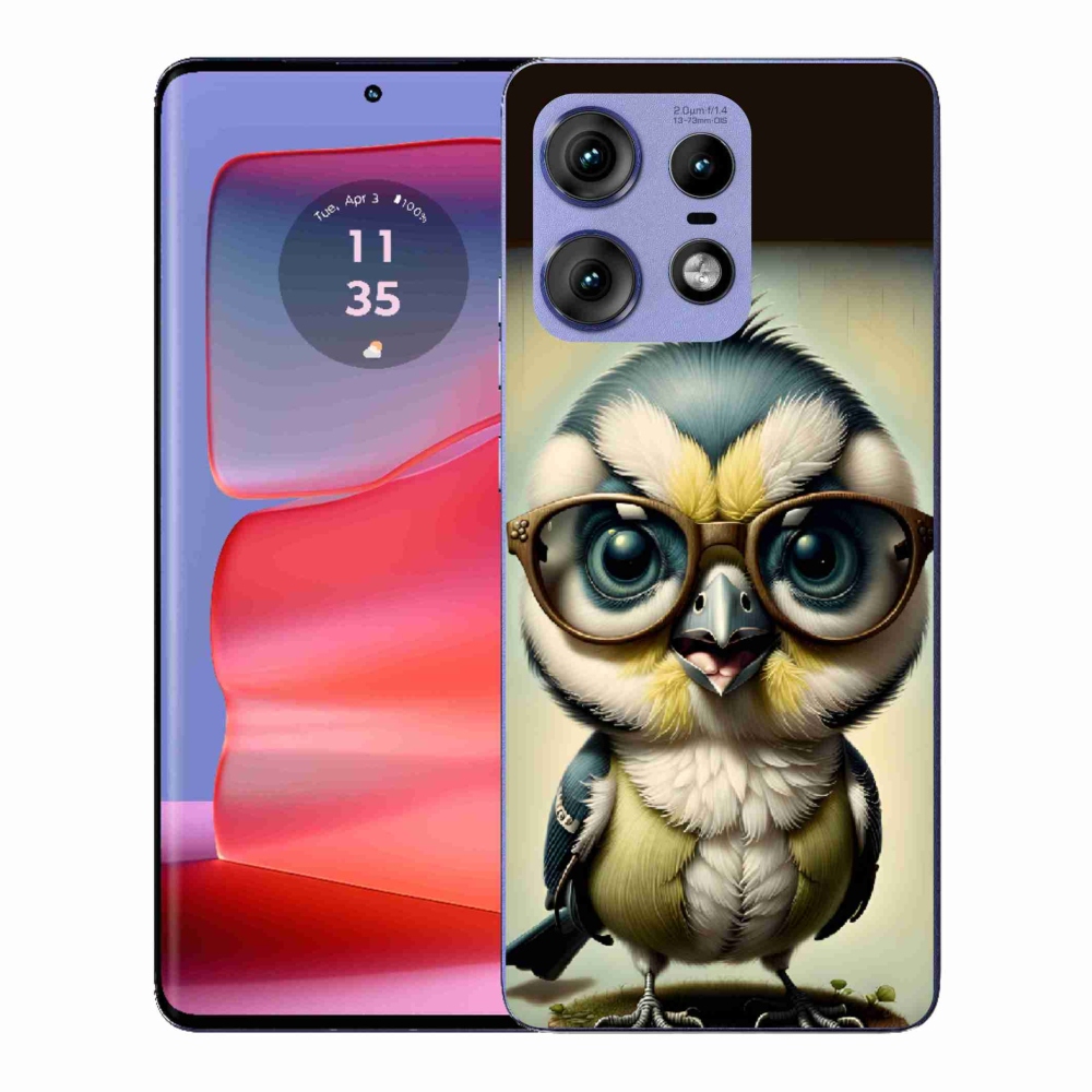 Gelový kryt mmCase na Motorola Edge 50 Pro - mládě s brýlemi
