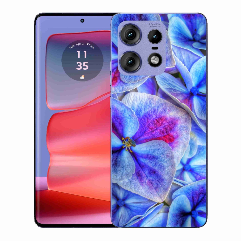 Gelový kryt mmCase na Motorola Edge 50 Pro - modré květy 1