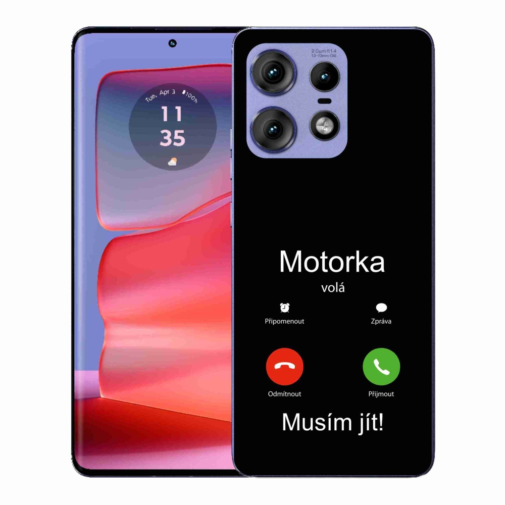 Gelový kryt mmCase na Motorola Edge 50 Pro - motorka volá černé pozadí