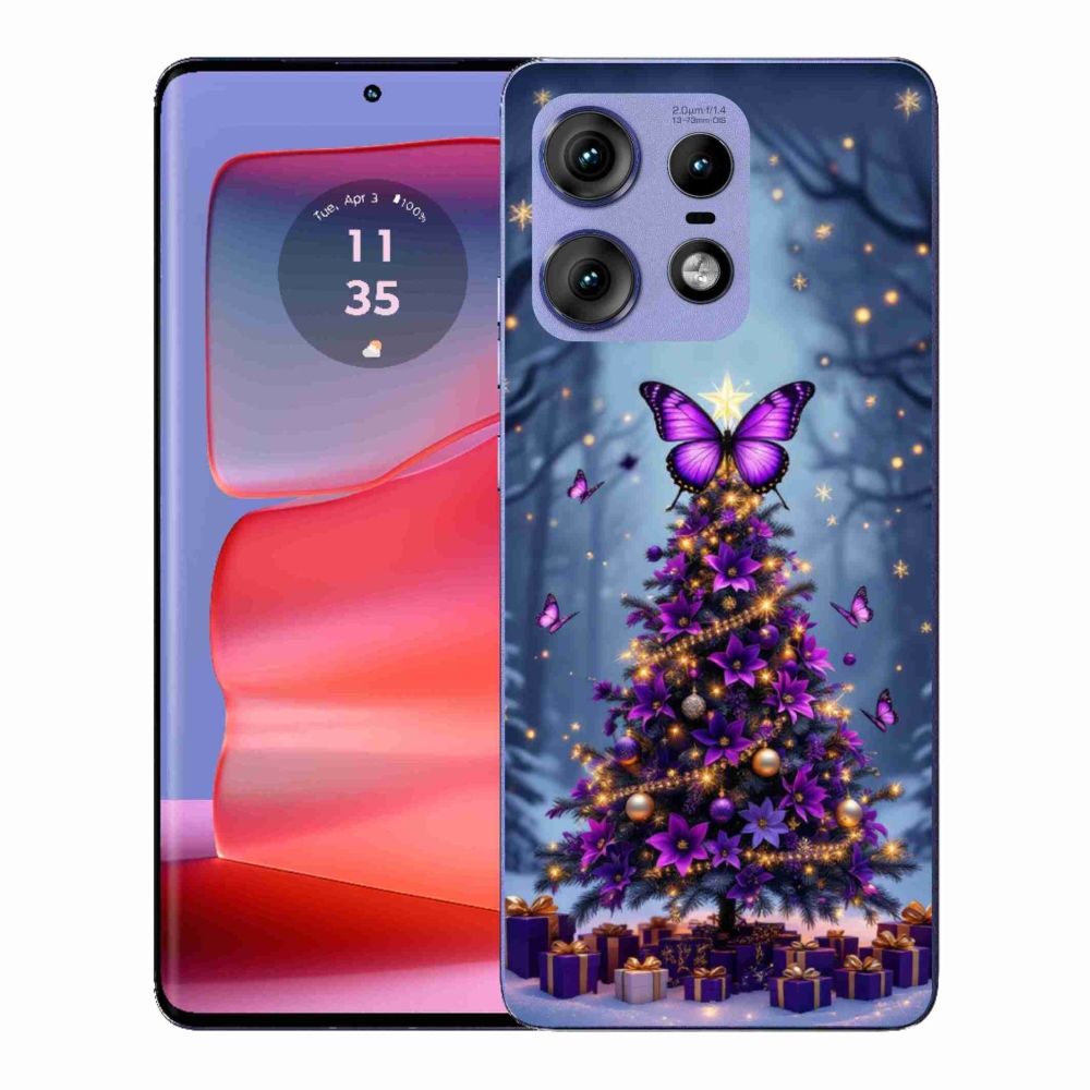Gelový kryt mmCase na Motorola Edge 50 Pro - motýlí vánoční stromek