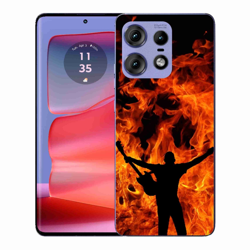 Gelový kryt mmCase na Motorola Edge 50 Pro - muzikant a oheň
