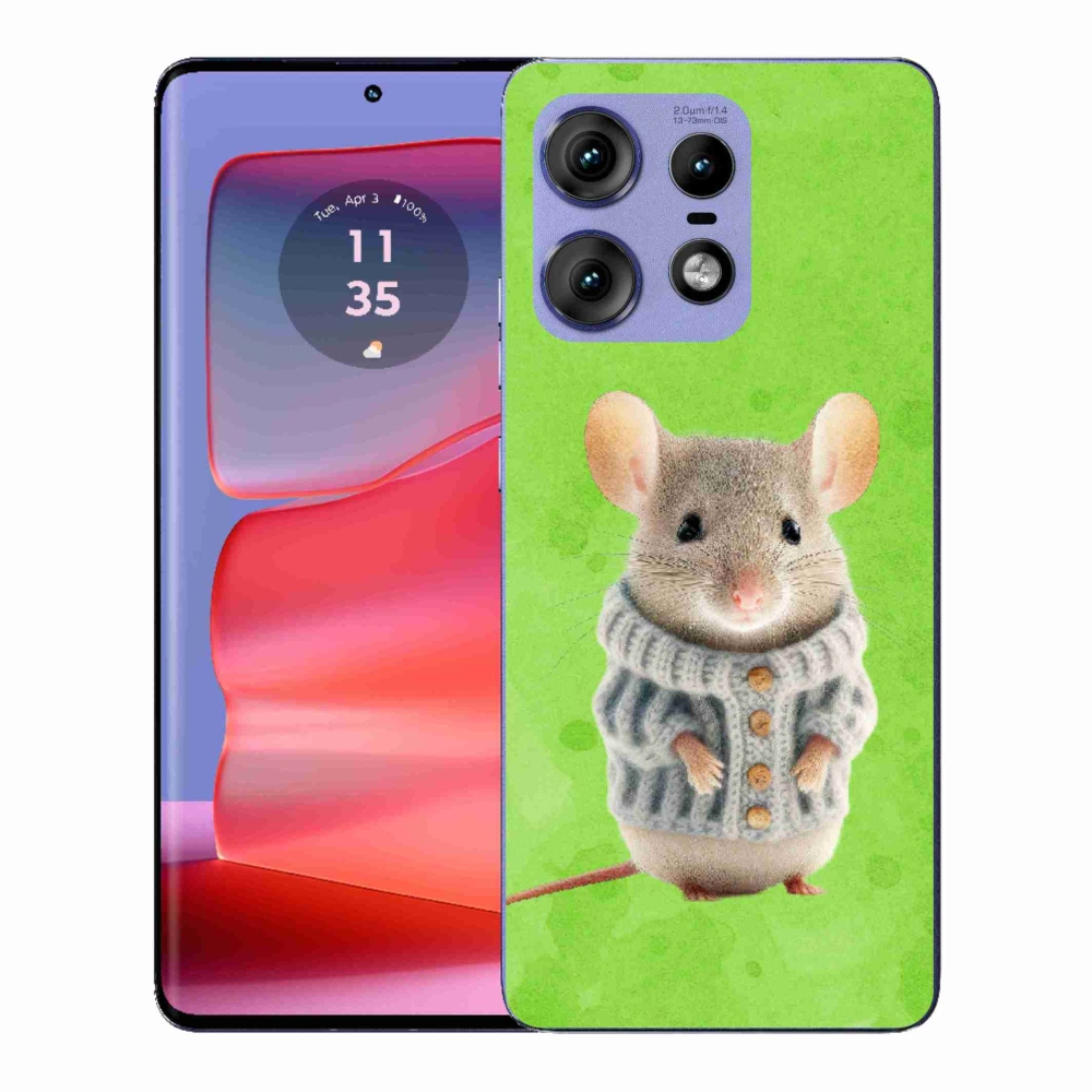 Gelový kryt mmCase na Motorola Edge 50 Pro - myška ve svetru