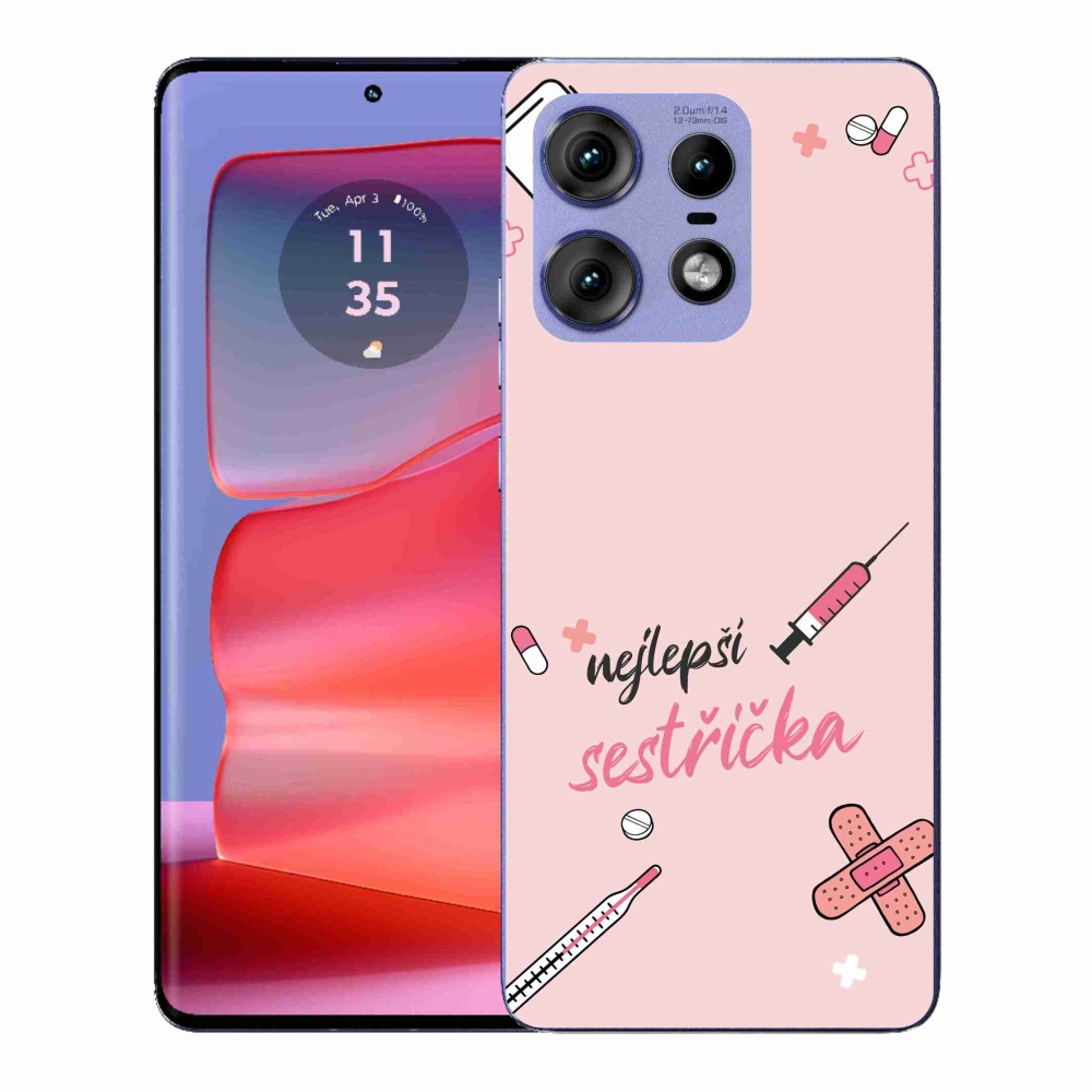 Gelový kryt mmCase na Motorola Edge 50 Pro - nejlepší sestřička růžové pozadí