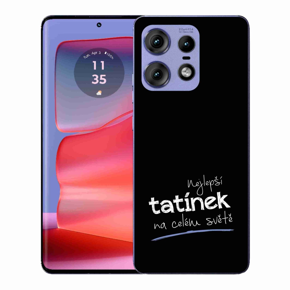 Gelový kryt mmCase na Motorola Edge 50 Pro - nejlepší tatínek 4 černé pozadí