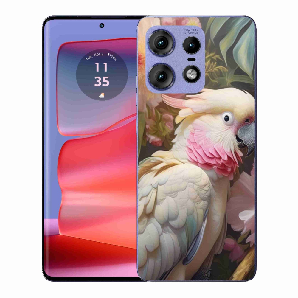 Gelový kryt mmCase na Motorola Edge 50 Pro - papoušek kakadu růžový 2