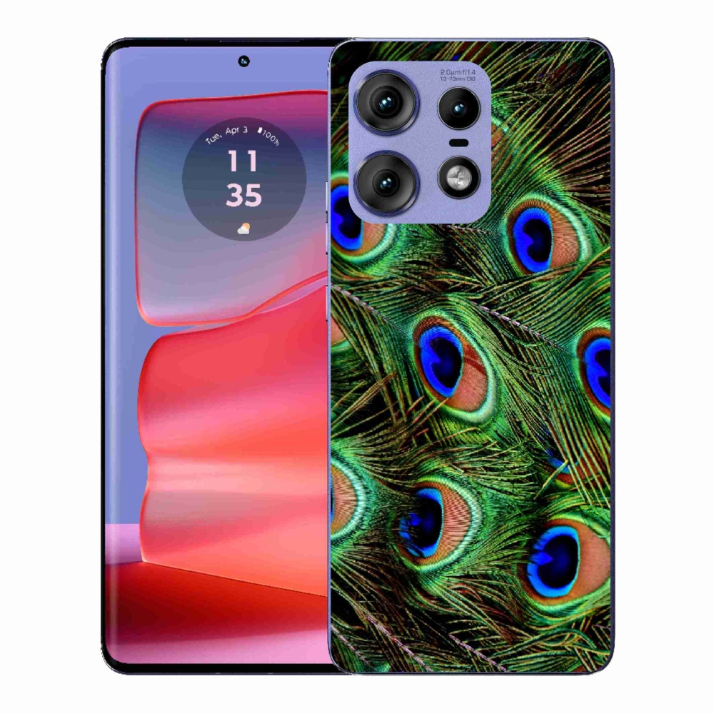 Gelový kryt mmCase na Motorola Edge 50 Pro - paví peří