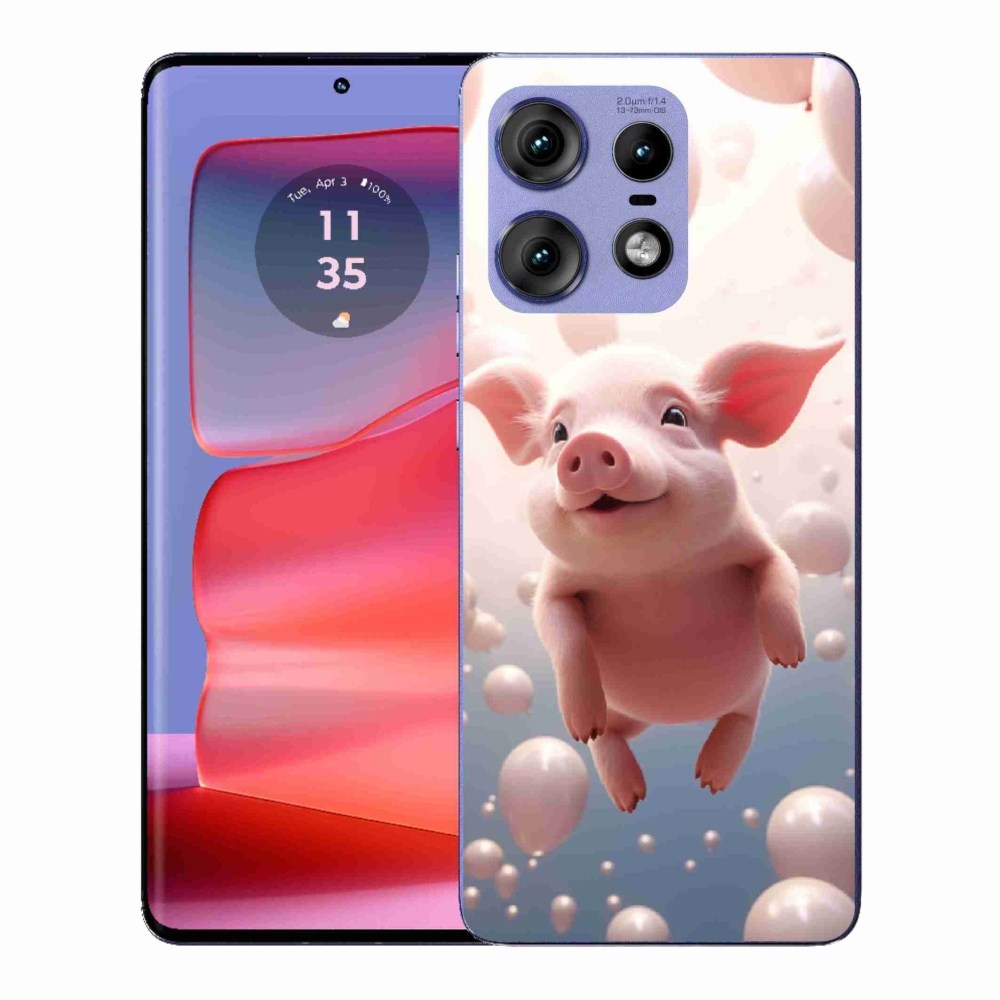 Gelový kryt mmCase na Motorola Edge 50 Pro - prasátko s balónky