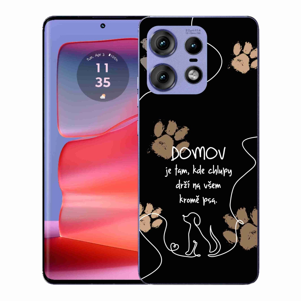 Gelový kryt mmCase na Motorola Edge 50 Pro - psí motiv černé pozadí