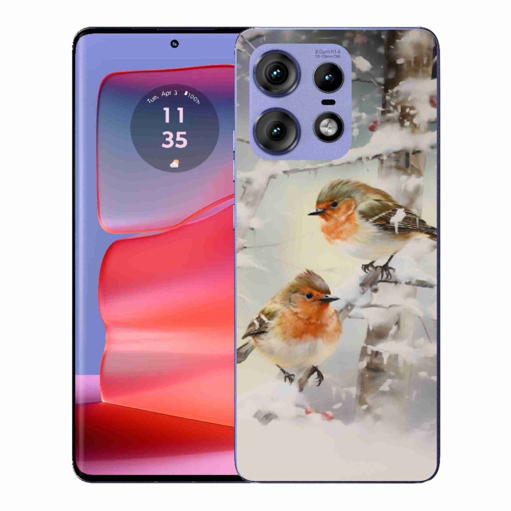 Gelový kryt mmCase na Motorola Edge 50 Pro - ptáčci v zimě