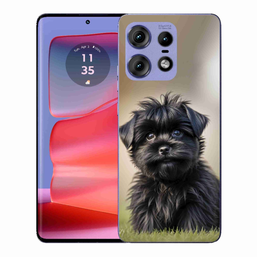 Gelový kryt mmCase na Motorola Edge 50 Pro - roztomilý černý pejsek