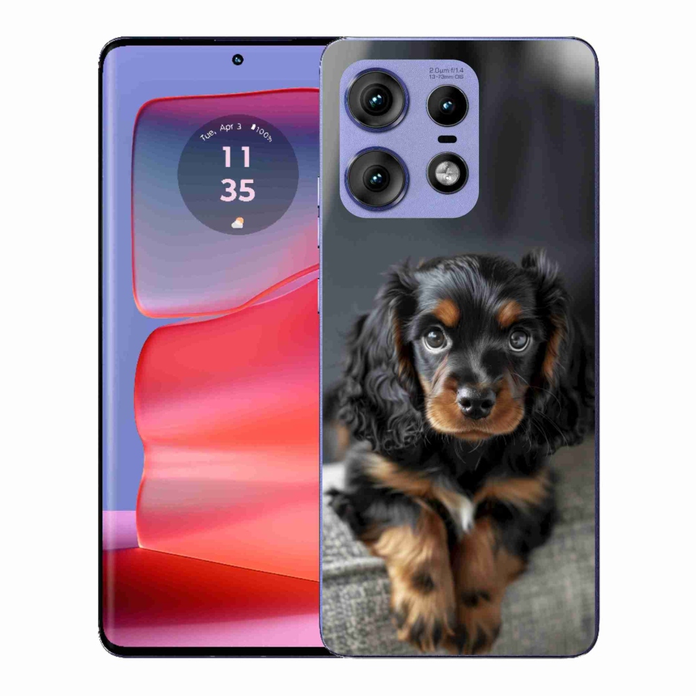 Gelový kryt mmCase na Motorola Edge 50 Pro - roztomilý dlouhosrstý jezevčík