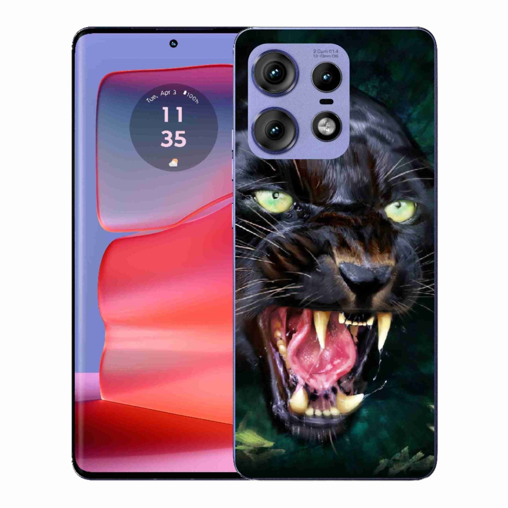Gelový kryt mmCase na Motorola Edge 50 Pro - rozzuřený černý panter