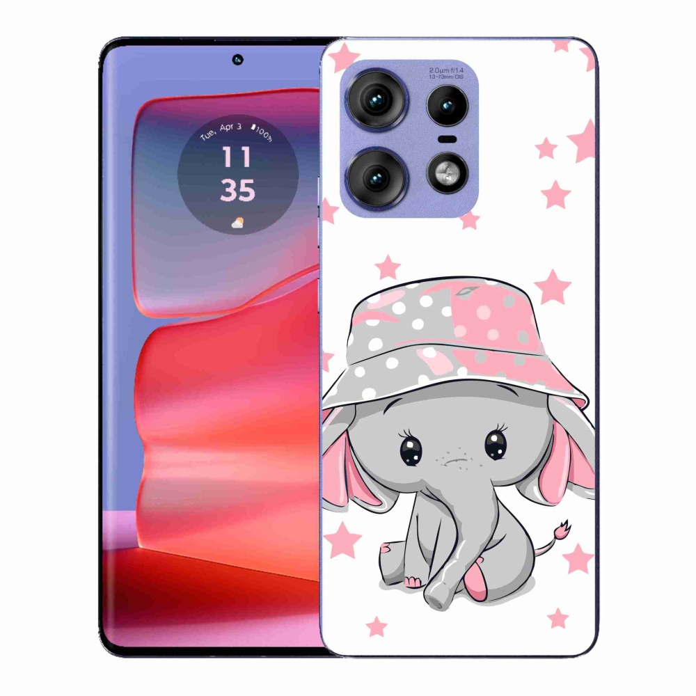 Gelový kryt mmCase na Motorola Edge 50 Pro - růžový slon