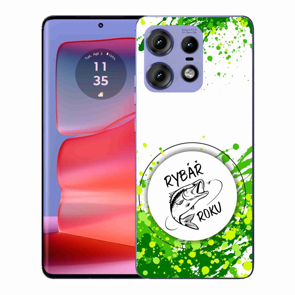 Gelový kryt mmCase na Motorola Edge 50 Pro - rybář roku bílé pozadí