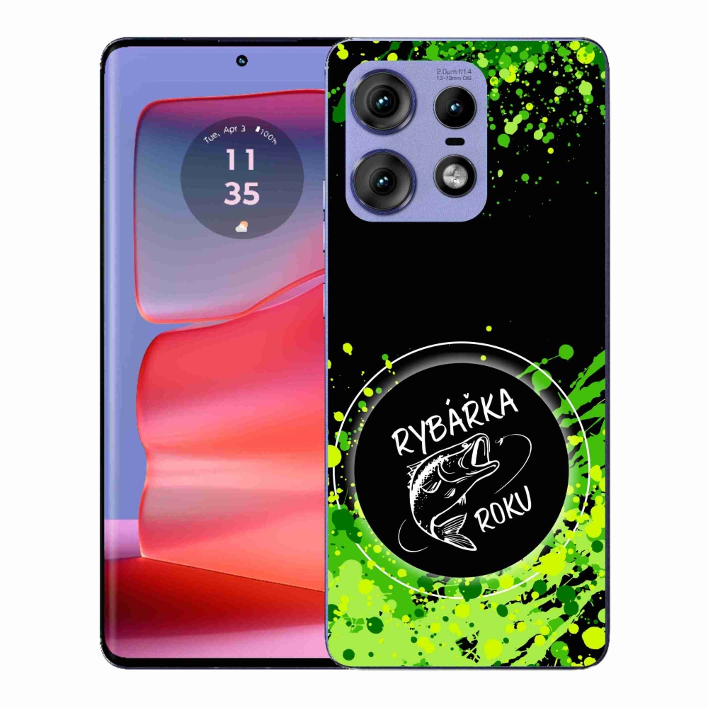 Gelový kryt mmCase na Motorola Edge 50 Pro - rybářka roku černé pozadí