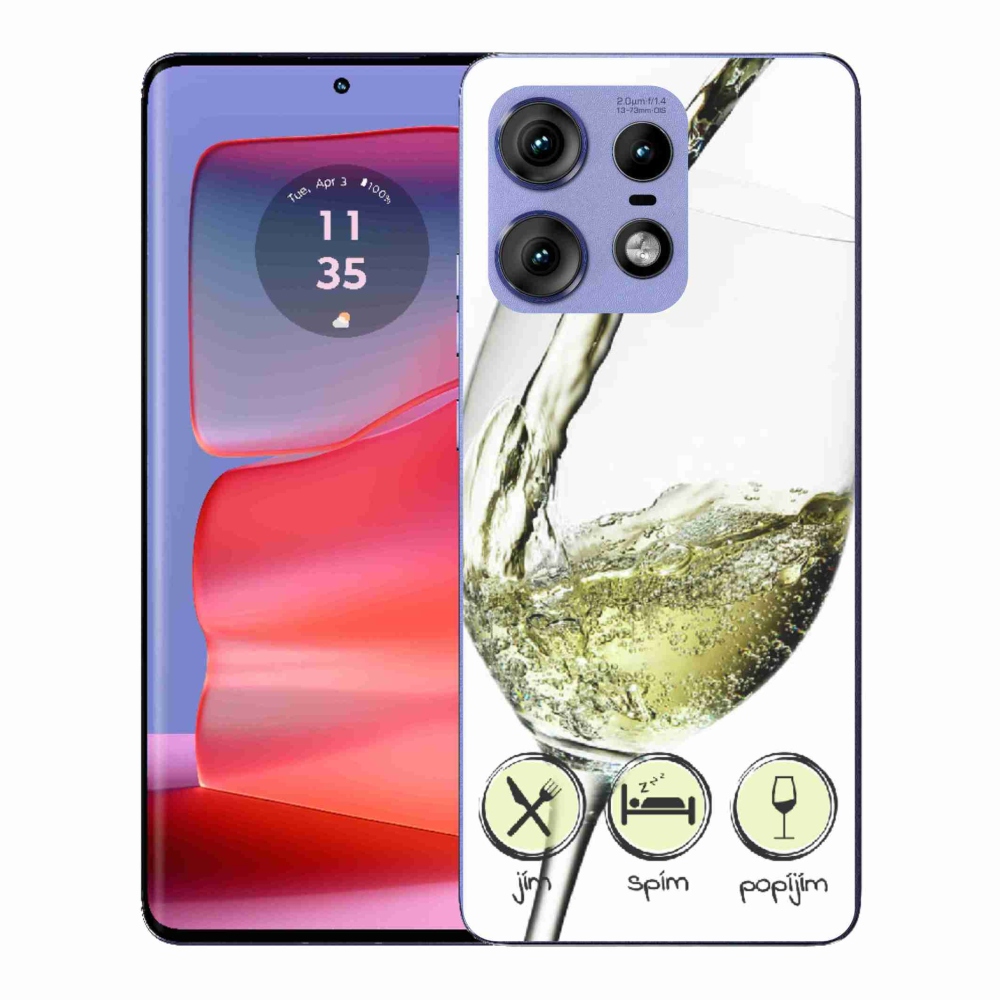 Gelový kryt mmCase na Motorola Edge 50 Pro - sklenička vína bílé