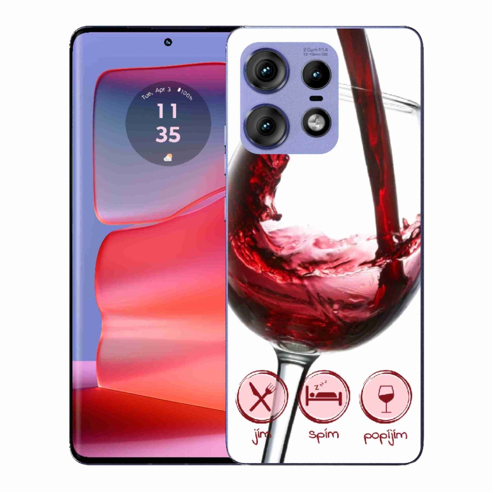 Gelový kryt mmCase na Motorola Edge 50 Pro - sklenička vína červené