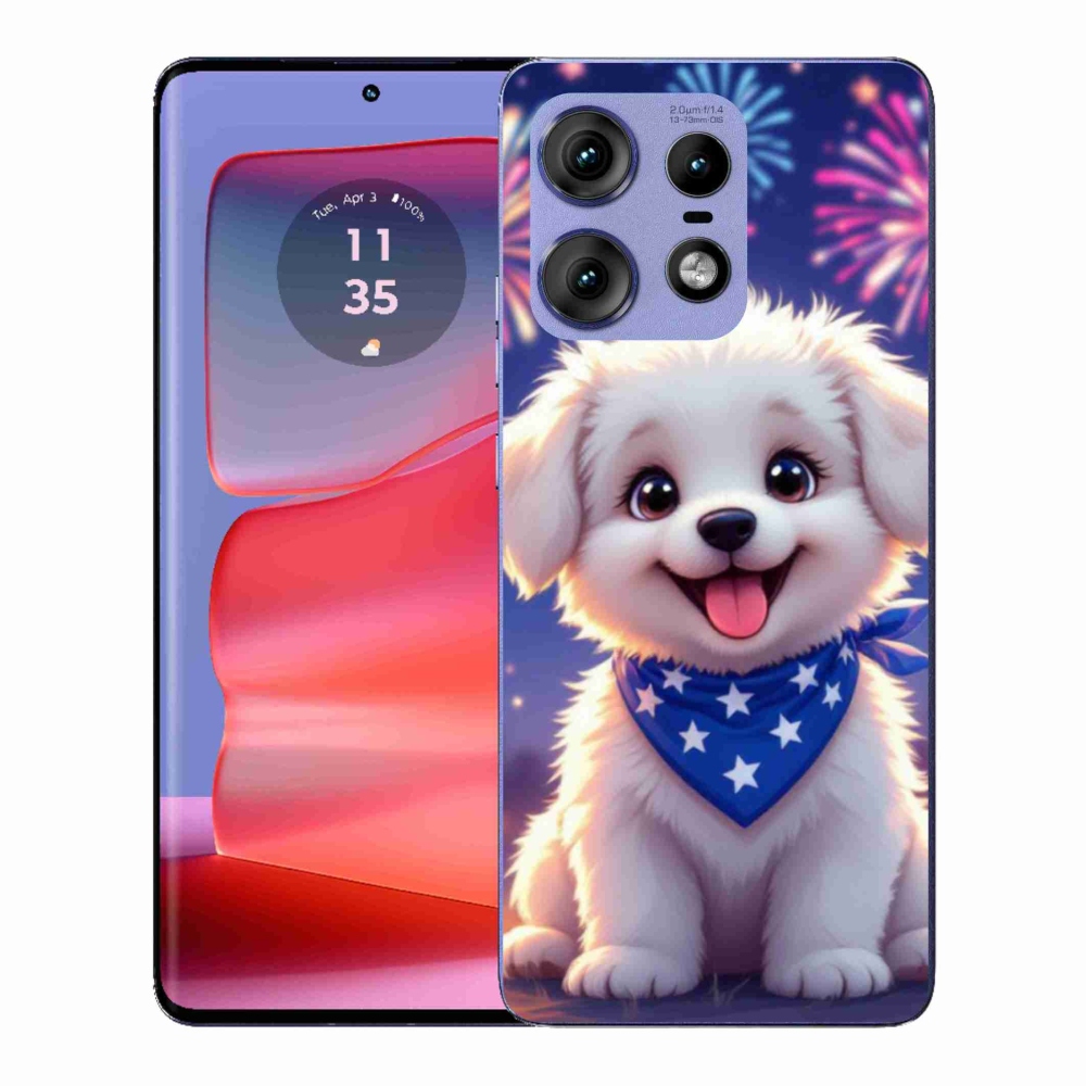 Gelový kryt mmCase na Motorola Edge 50 Pro - slavnostní štěně