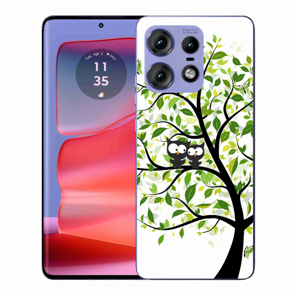 Gelový kryt mmCase na Motorola Edge 50 Pro - sovičky na stromě