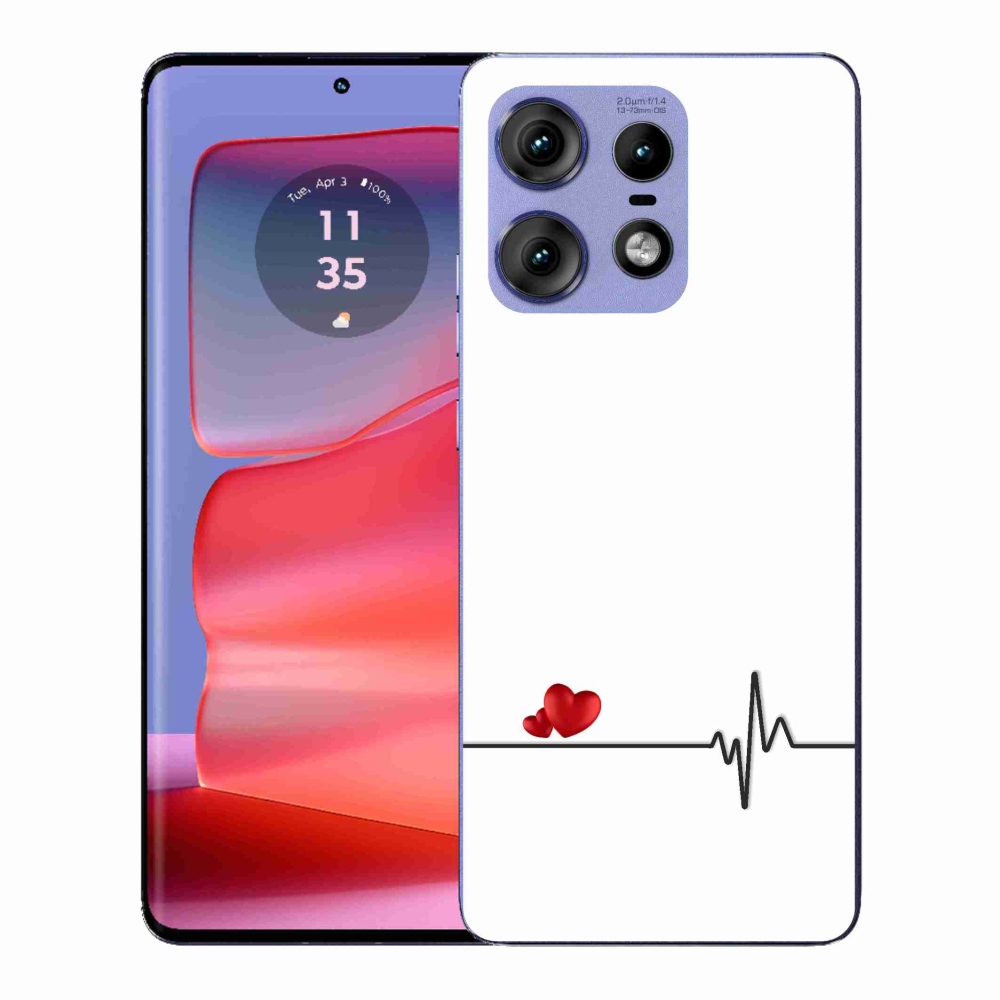 Gelový kryt mmCase na Motorola Edge 50 Pro - srdce a tep bílé pozadí