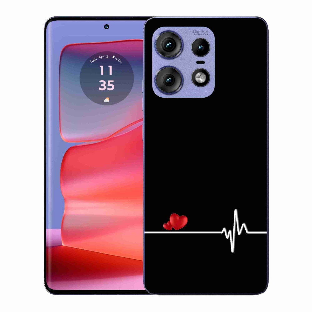 Gelový kryt mmCase na Motorola Edge 50 Pro - srdce a tep černé pozadí