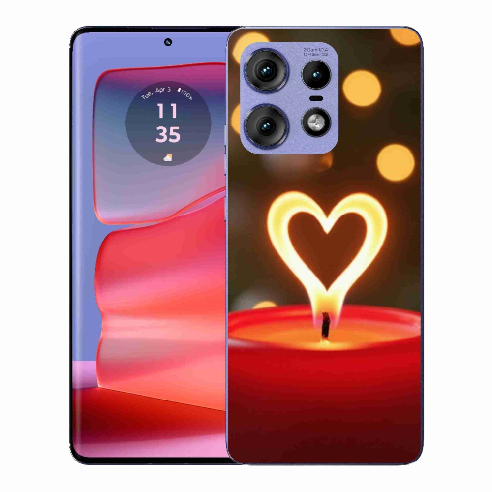 Gelový kryt mmCase na Motorola Edge 50 Pro - srdce z plamene