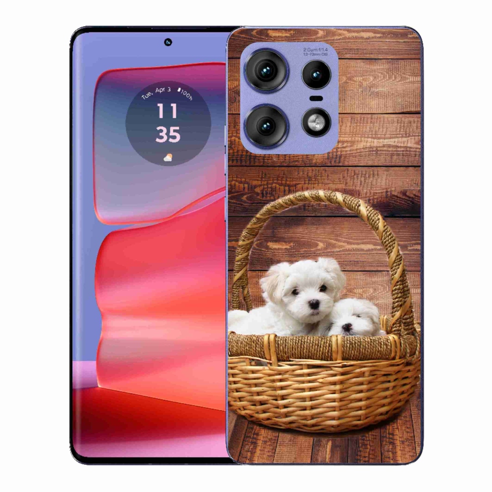 Gelový kryt mmCase na Motorola Edge 50 Pro - štěňátka