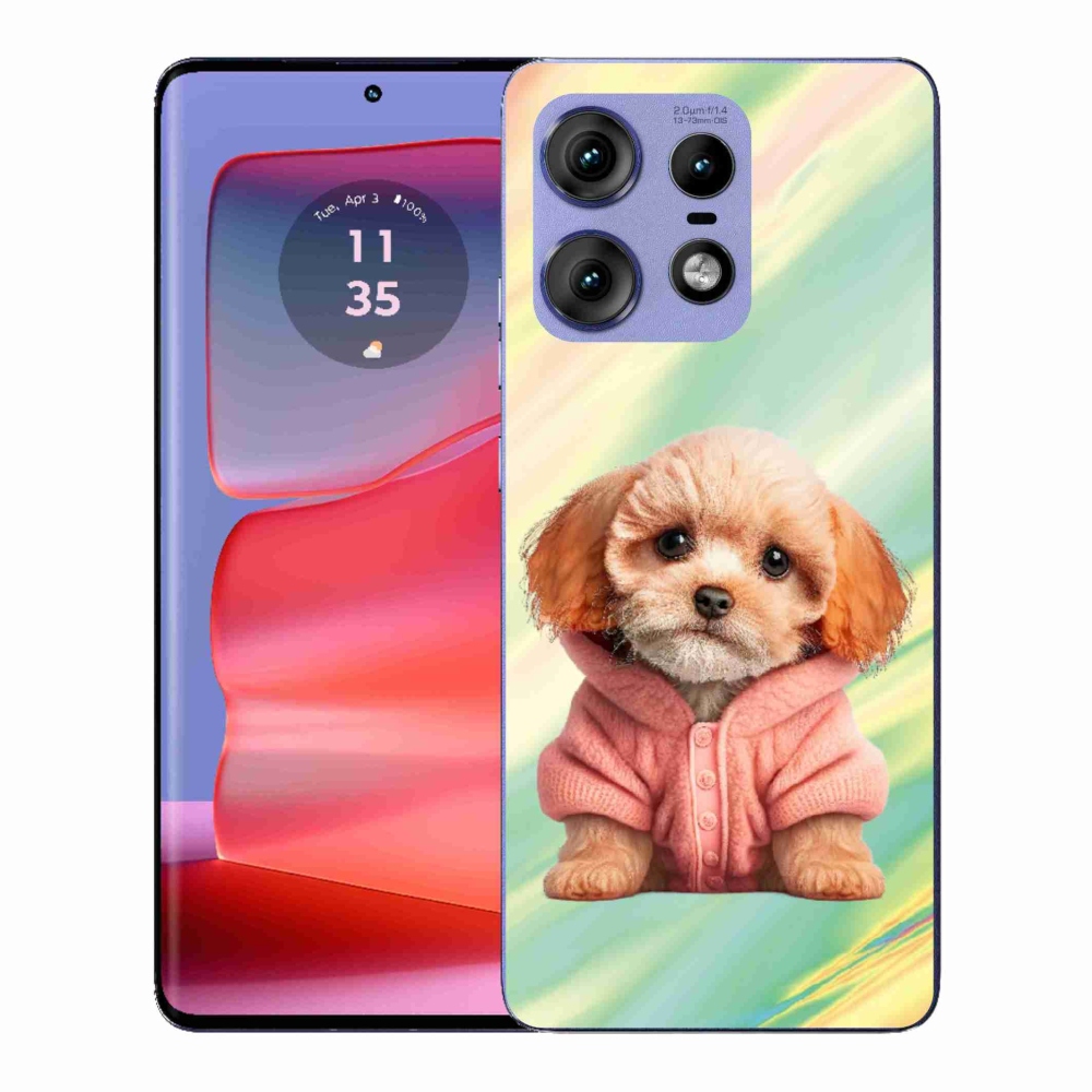 Gelový kryt mmCase na Motorola Edge 50 Pro - štěně ve svetru