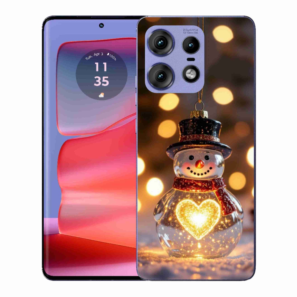 Gelový kryt mmCase na Motorola Edge 50 Pro - svítící vánoční sněhulák