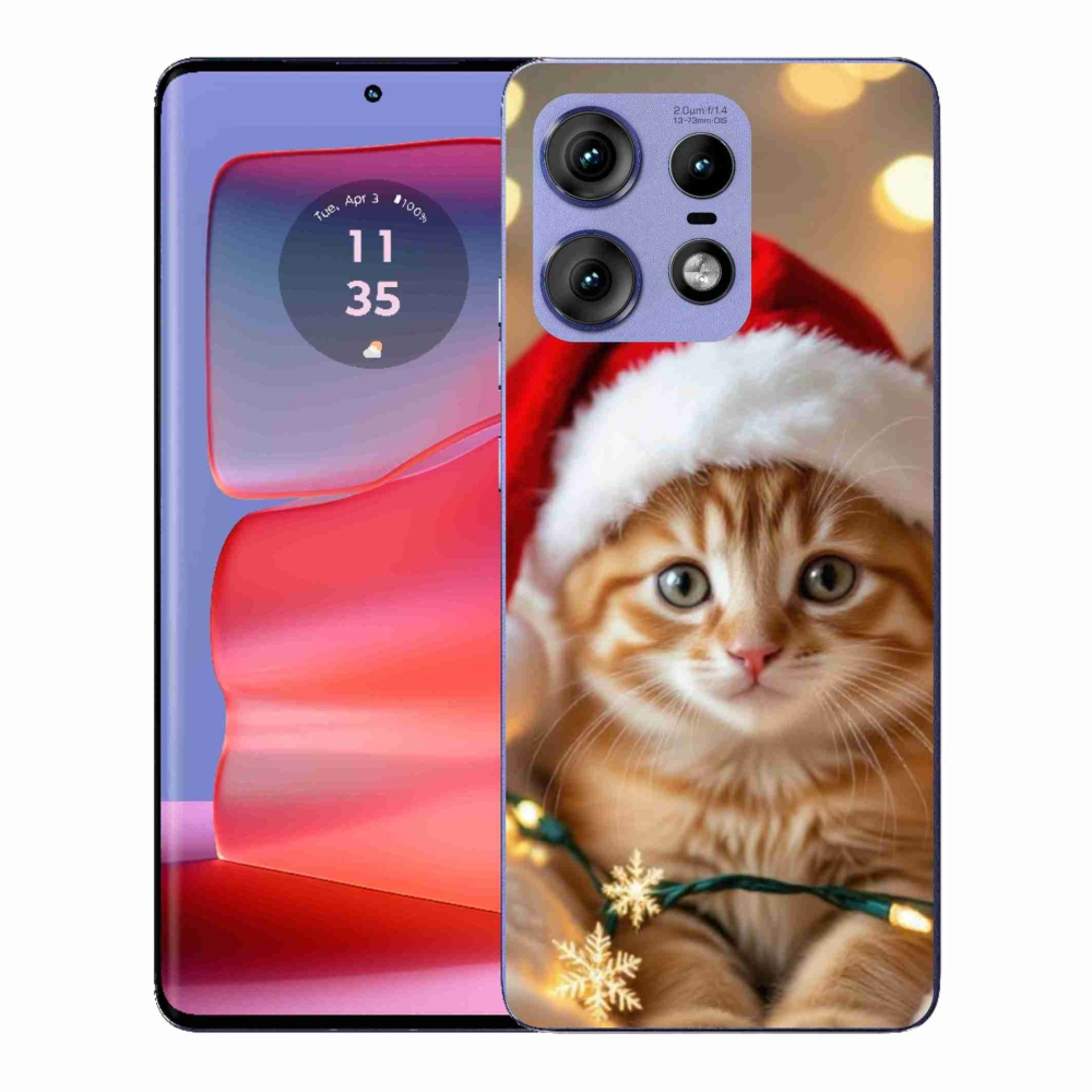 Gelový kryt mmCase na Motorola Edge 50 Pro - vánoční kotě