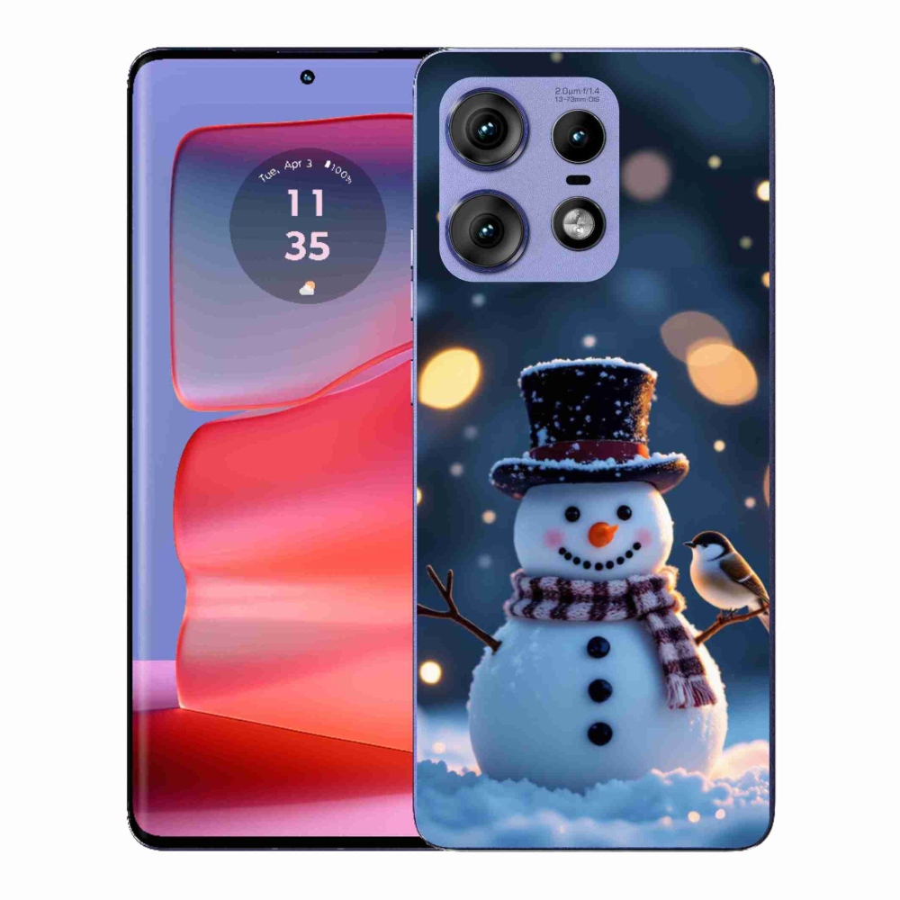 Gelový kryt mmCase na Motorola Edge 50 Pro - vánoční sněhulák