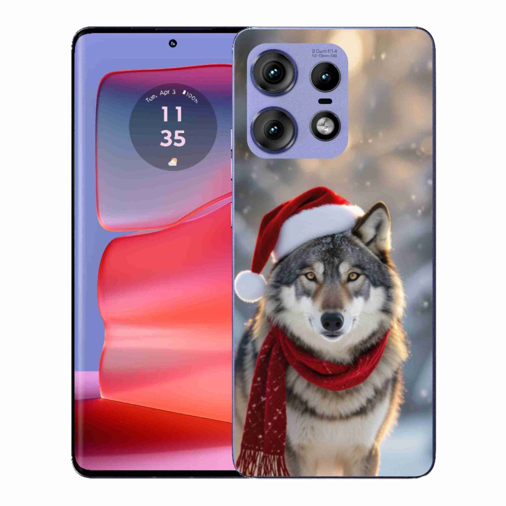 Gelový kryt mmCase na Motorola Edge 50 Pro - vánoční vlk
