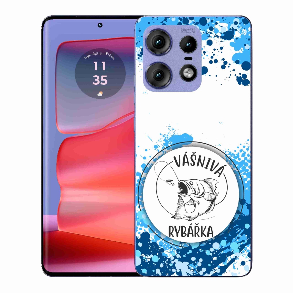Gelový kryt mmCase na Motorola Edge 50 Pro - vášnivá rybářka bílé pozadí