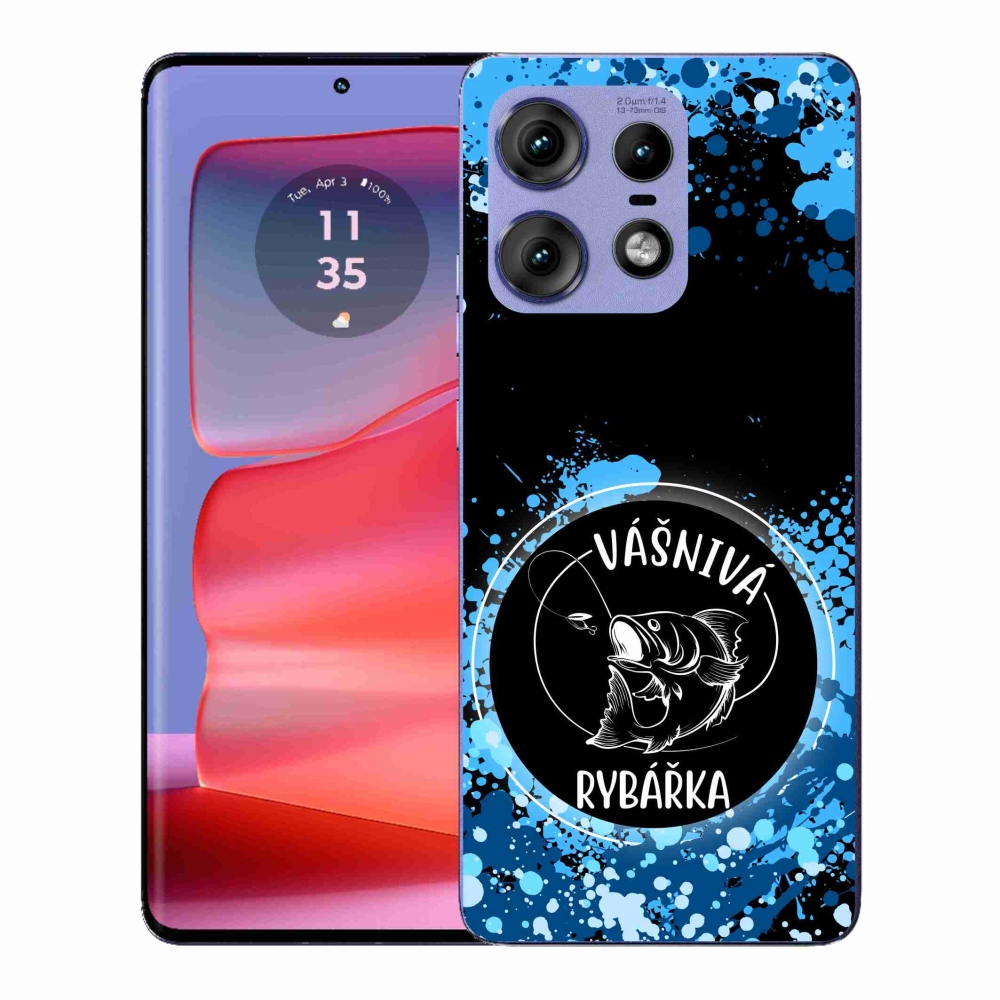 Gelový kryt mmCase na Motorola Edge 50 Pro - vášnivá rybářka černé pozadí