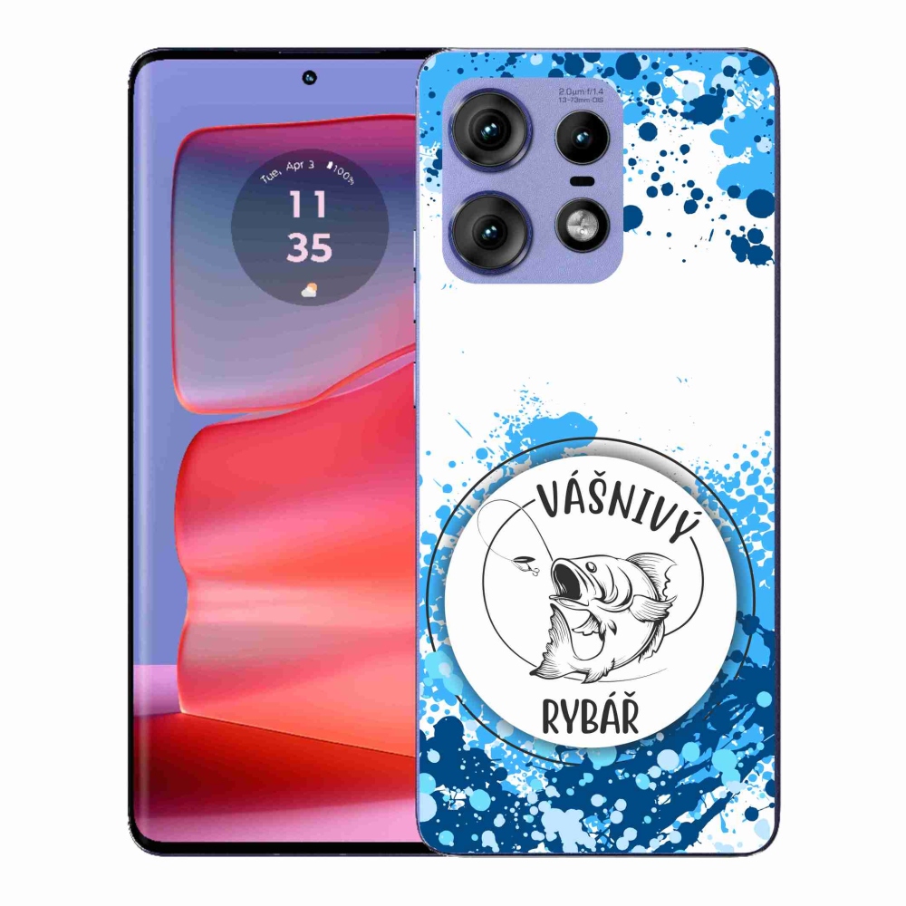 Gelový kryt mmCase na Motorola Edge 50 Pro - vášnivý rybář bílé pozadí