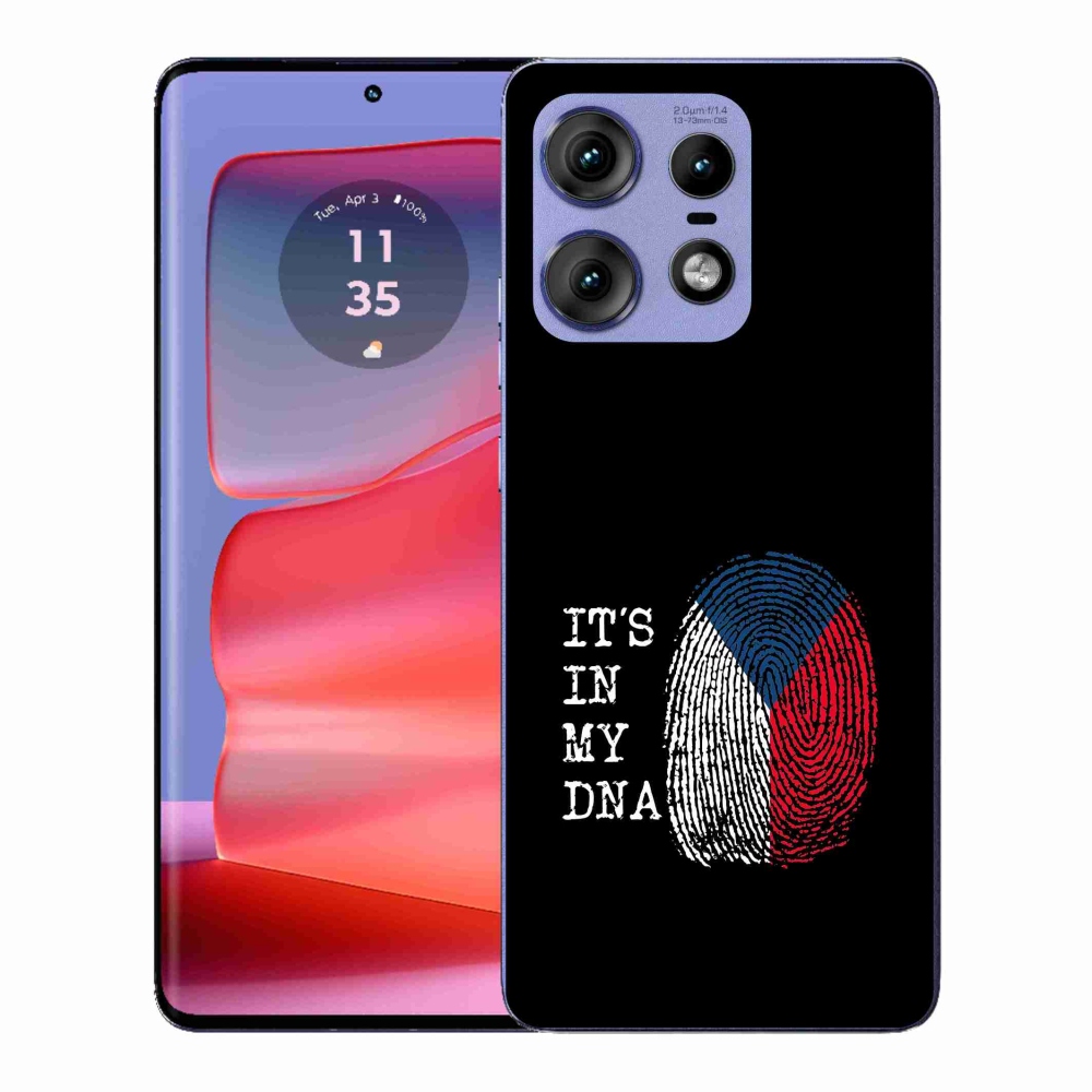 Gelový kryt mmCase na Motorola Edge 50 Pro - vlajka otisk prstu černé pozadí