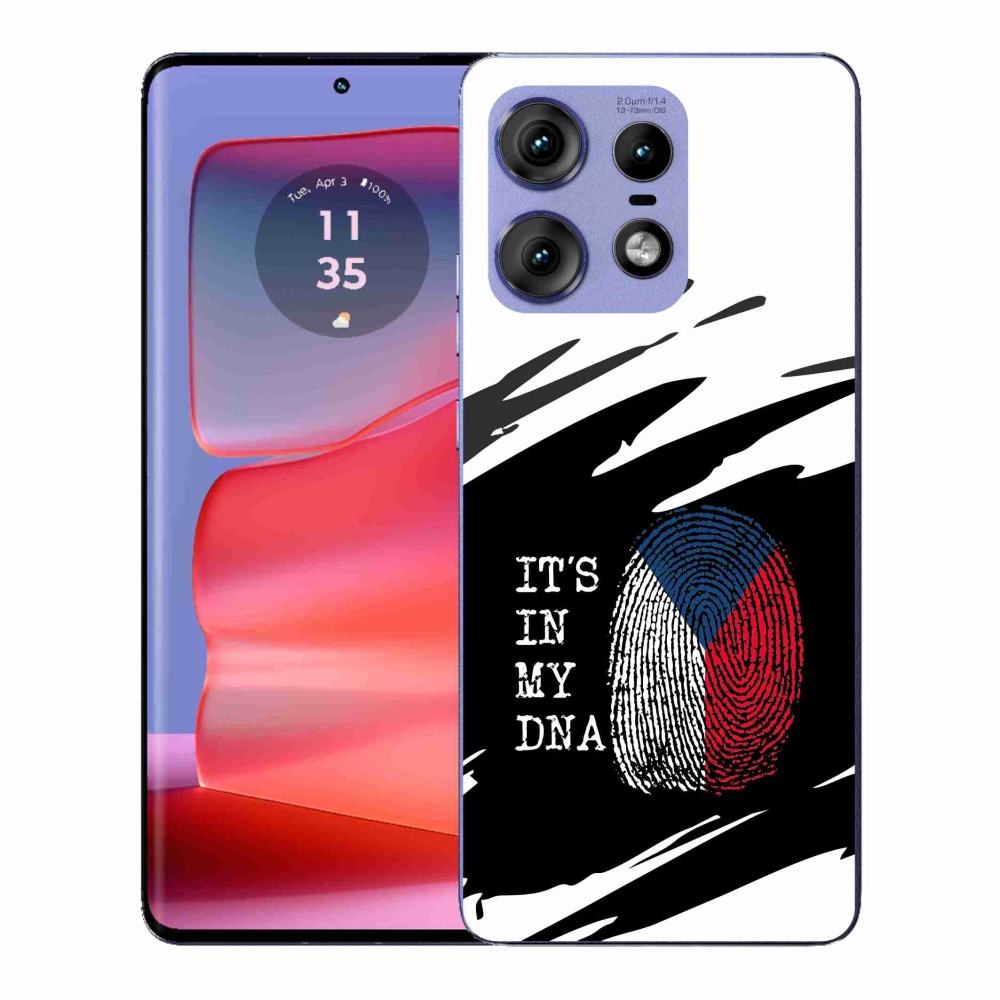Gelový kryt mmCase na Motorola Edge 50 Pro - vlajka otisk prstu černobílé pozadí