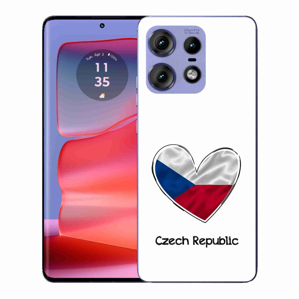 Gelový kryt mmCase na Motorola Edge 50 Pro - vlajka srdce bílé pozadí