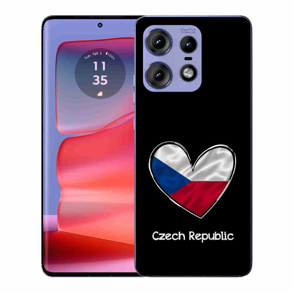 Gelový kryt mmCase na Motorola Edge 50 Pro - vlajka srdce černé pozadí