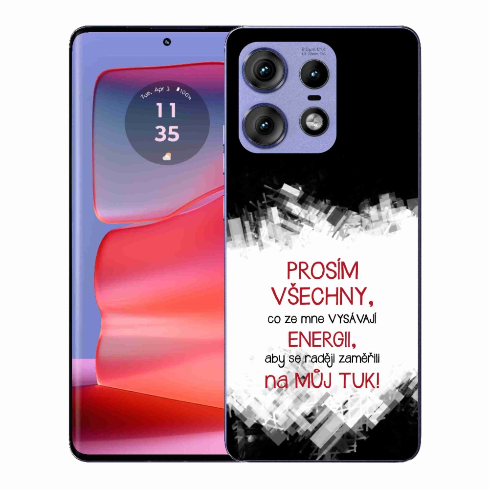 Gelový kryt mmCase na Motorola Edge 50 Pro - vtipný text 1 červený