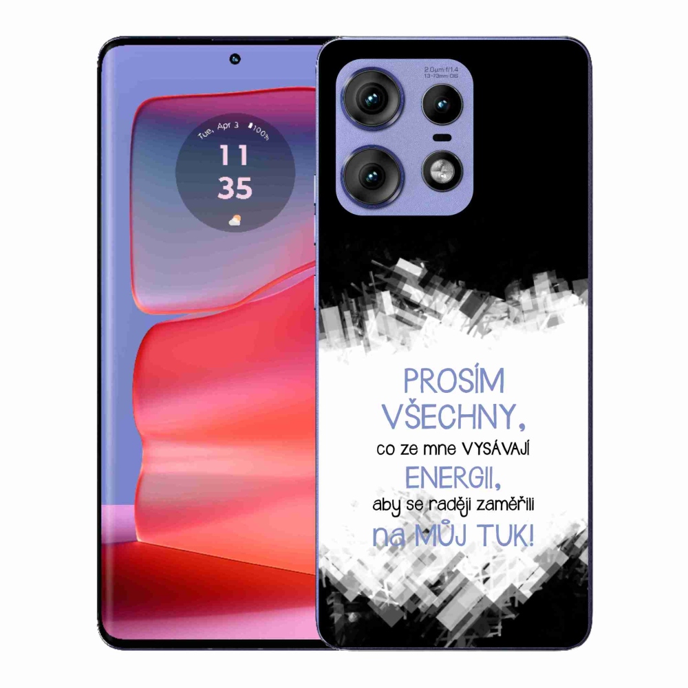 Gelový kryt mmCase na Motorola Edge 50 Pro - vtipný text 1 modrý