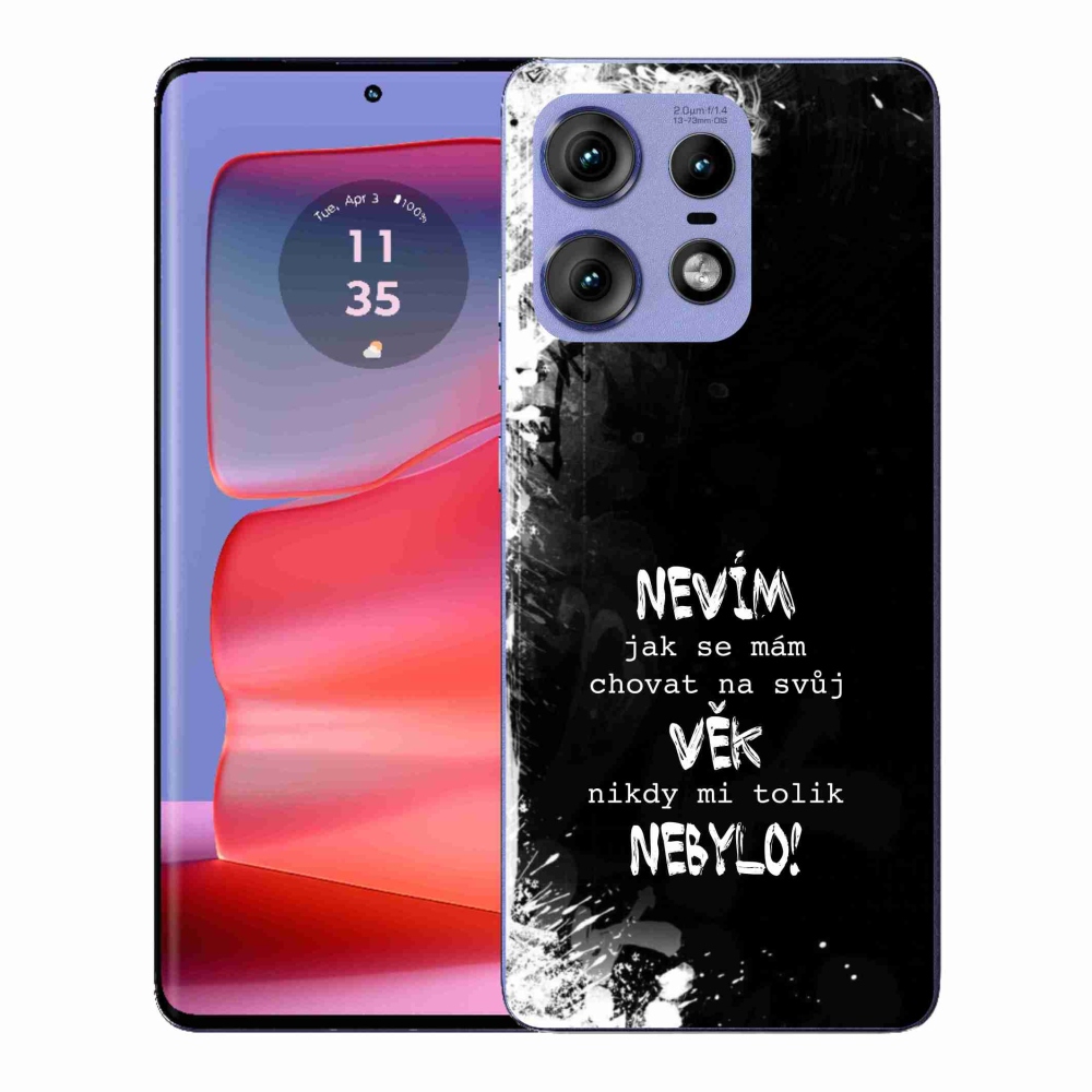 Gelový kryt mmCase na Motorola Edge 50 Pro - vtipný text 14 černé pozadí