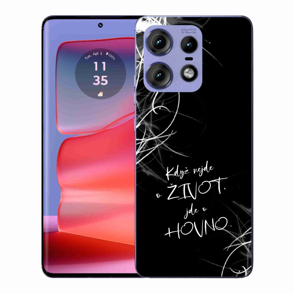 Gelový kryt mmCase na Motorola Edge 50 Pro - vtipný text 16 černé pozadí