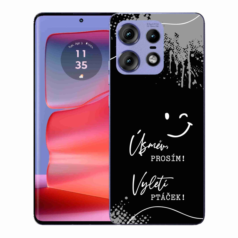 Gelový kryt mmCase na Motorola Edge 50 Pro - vtipný text 4 černé pozadí