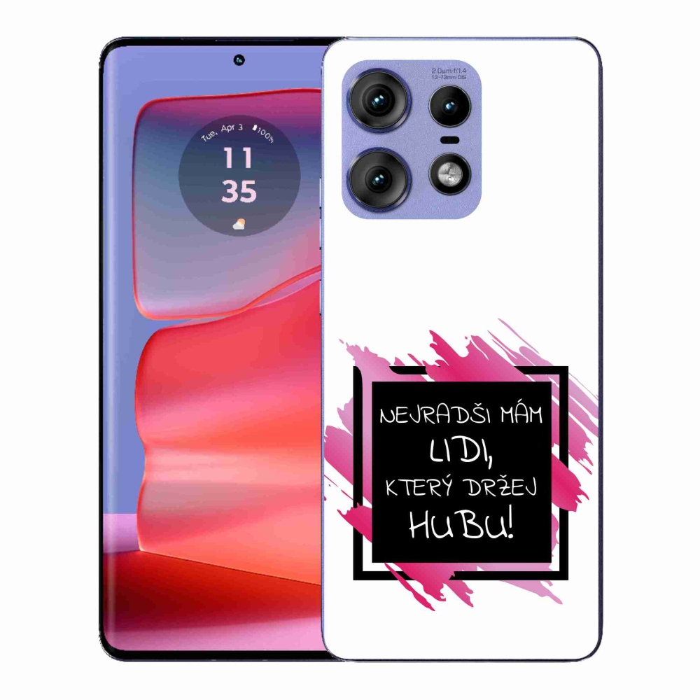 Gelový kryt mmCase na Motorola Edge 50 Pro - vtipný text 7 černobílé pozadí
