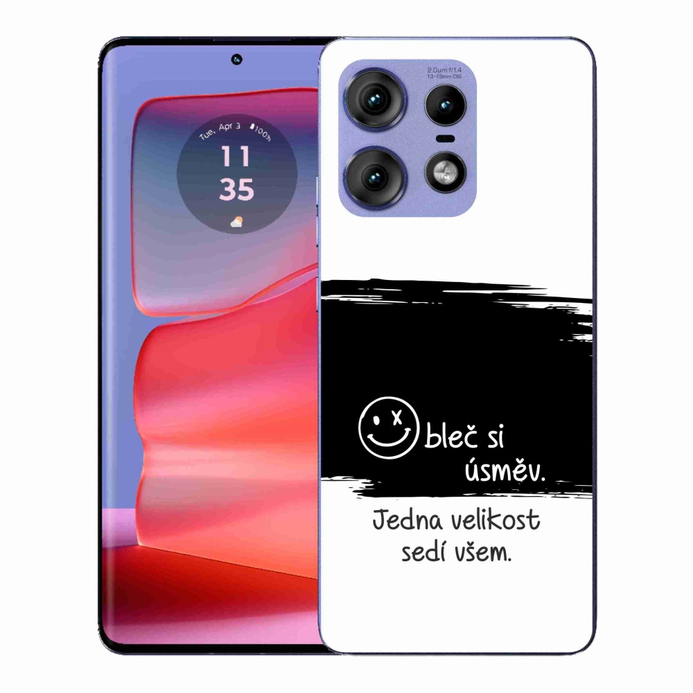 Gelový kryt mmCase na Motorola Edge 50 Pro - vtipný text 8 černobílé pozadí